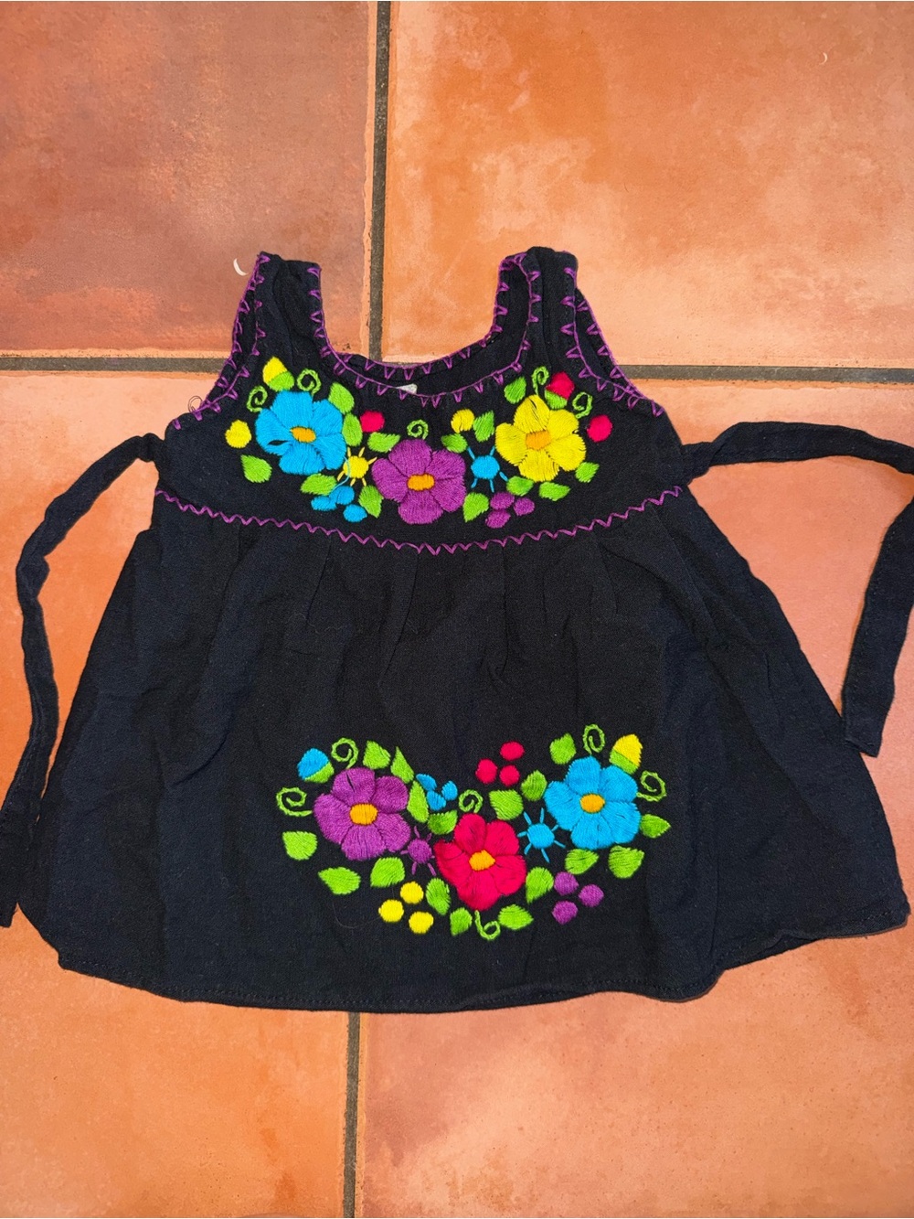 Black Embroidered Floral Tank Top